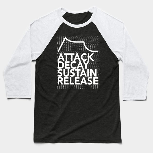 Attack, Decay, Sustain, Release Glitch Synthesizer Baseball T-Shirt by DankFutura
